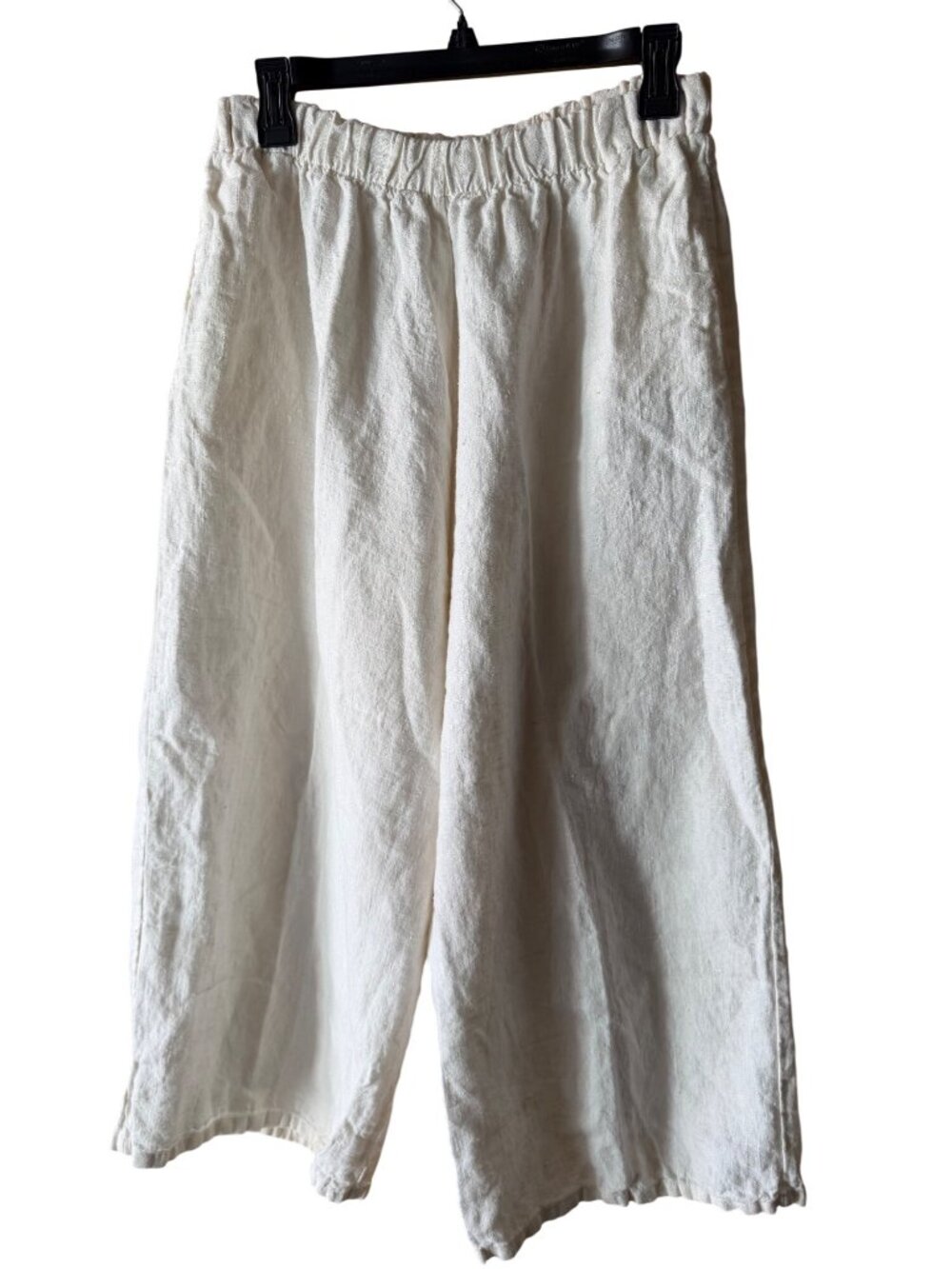 Bryn Walker Womens Cropped Wide Leg Pants Size Small White Linen Casual USA